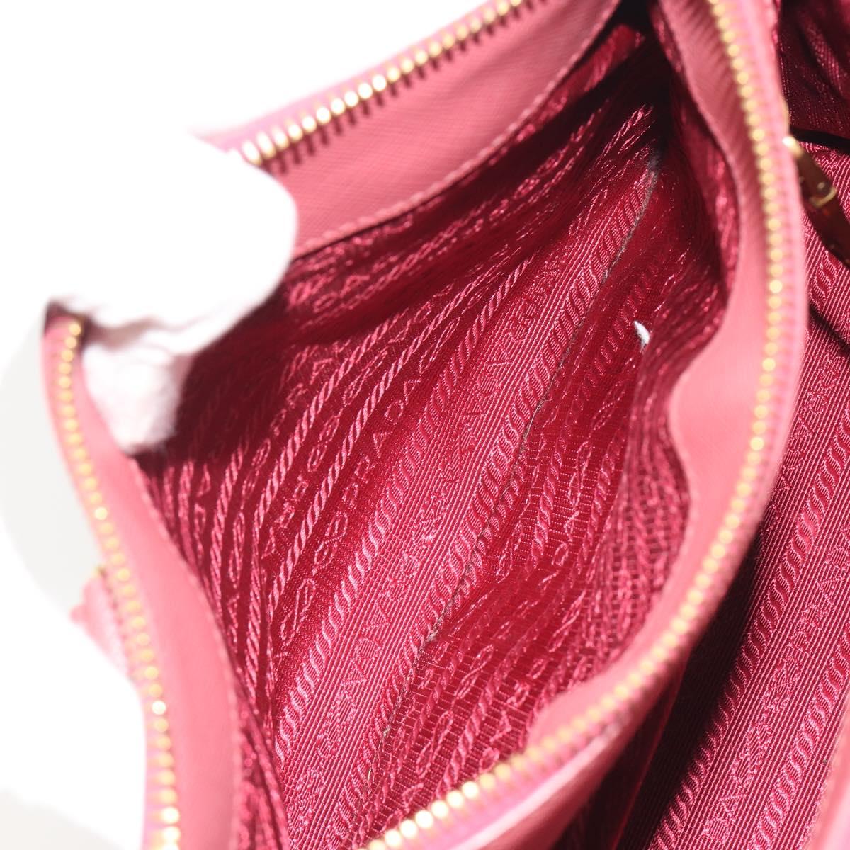 PRADA Hand Bag Saffiano 2way Pink Gold Tone Auth BA14801M