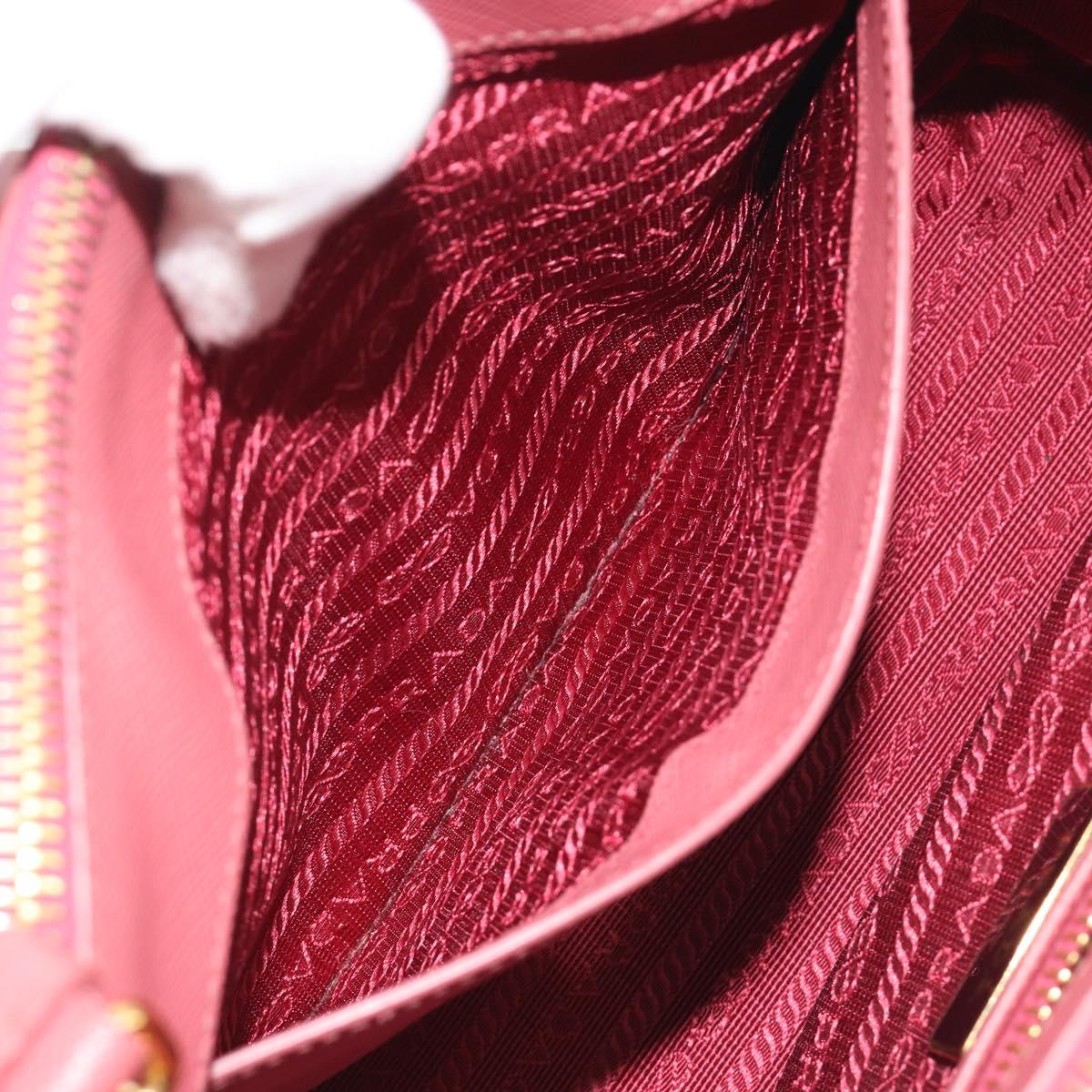PRADA Hand Bag Saffiano 2way Pink Gold Tone Auth BA14801M