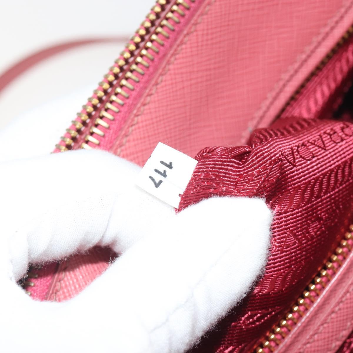 PRADA Hand Bag Saffiano 2way Pink Gold Tone Auth BA14801M