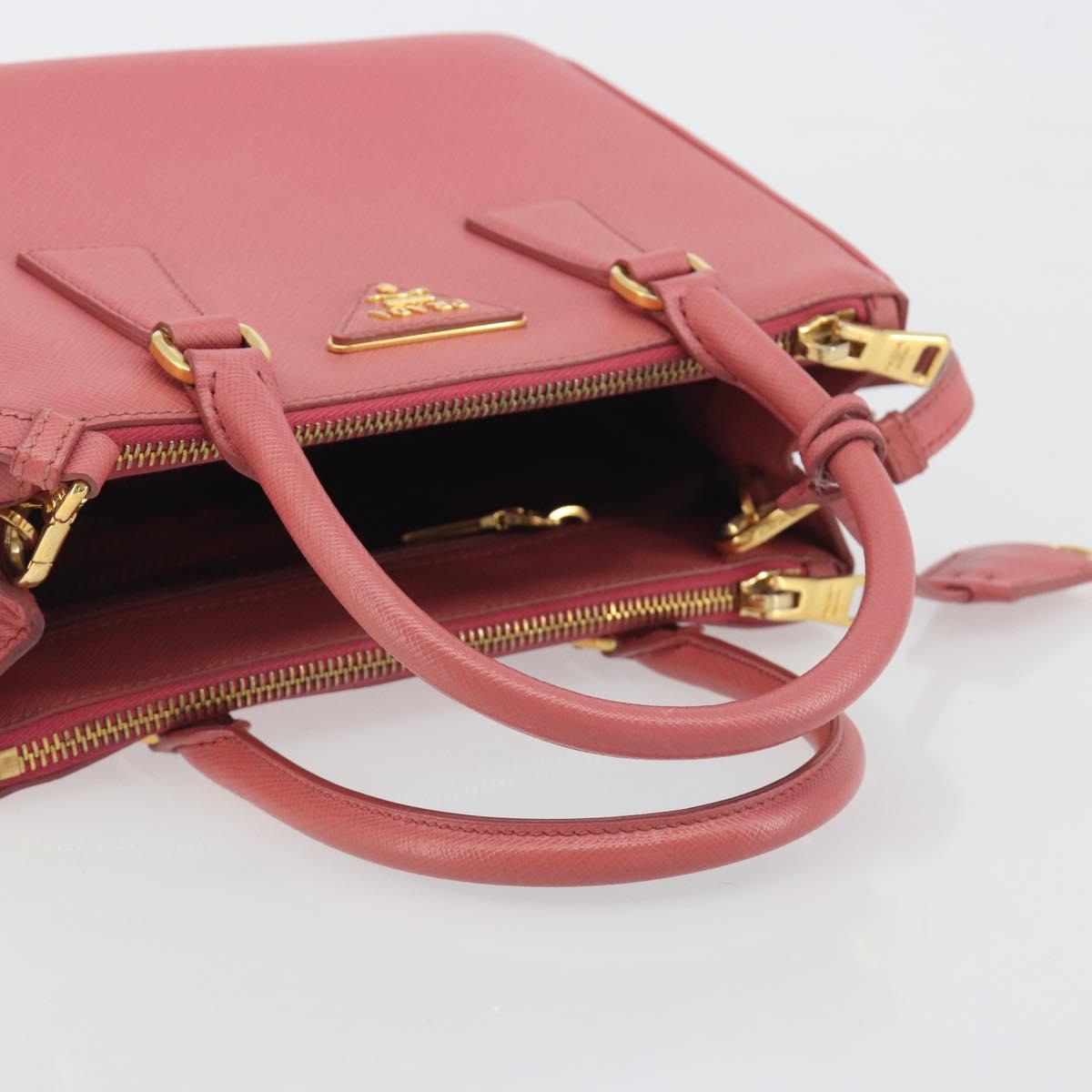 PRADA Hand Bag Saffiano 2way Pink Gold Tone Auth BA14801M