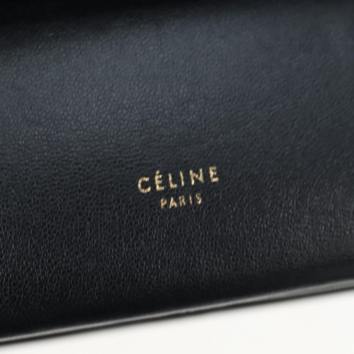 CELINE Chain Shoulder Bag Leather Black Gold Tone Auth BA14803V
