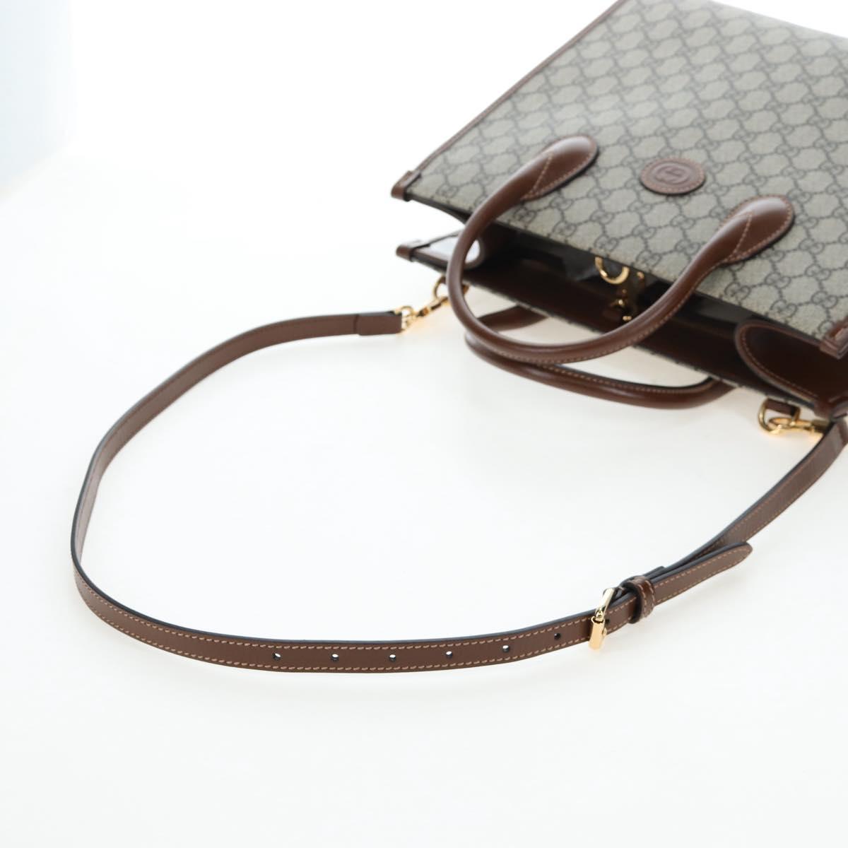 GUCCI GG Supreme Tote Bag PVC Leather 2way Beige Gold Tone 659983 Auth BA14805V