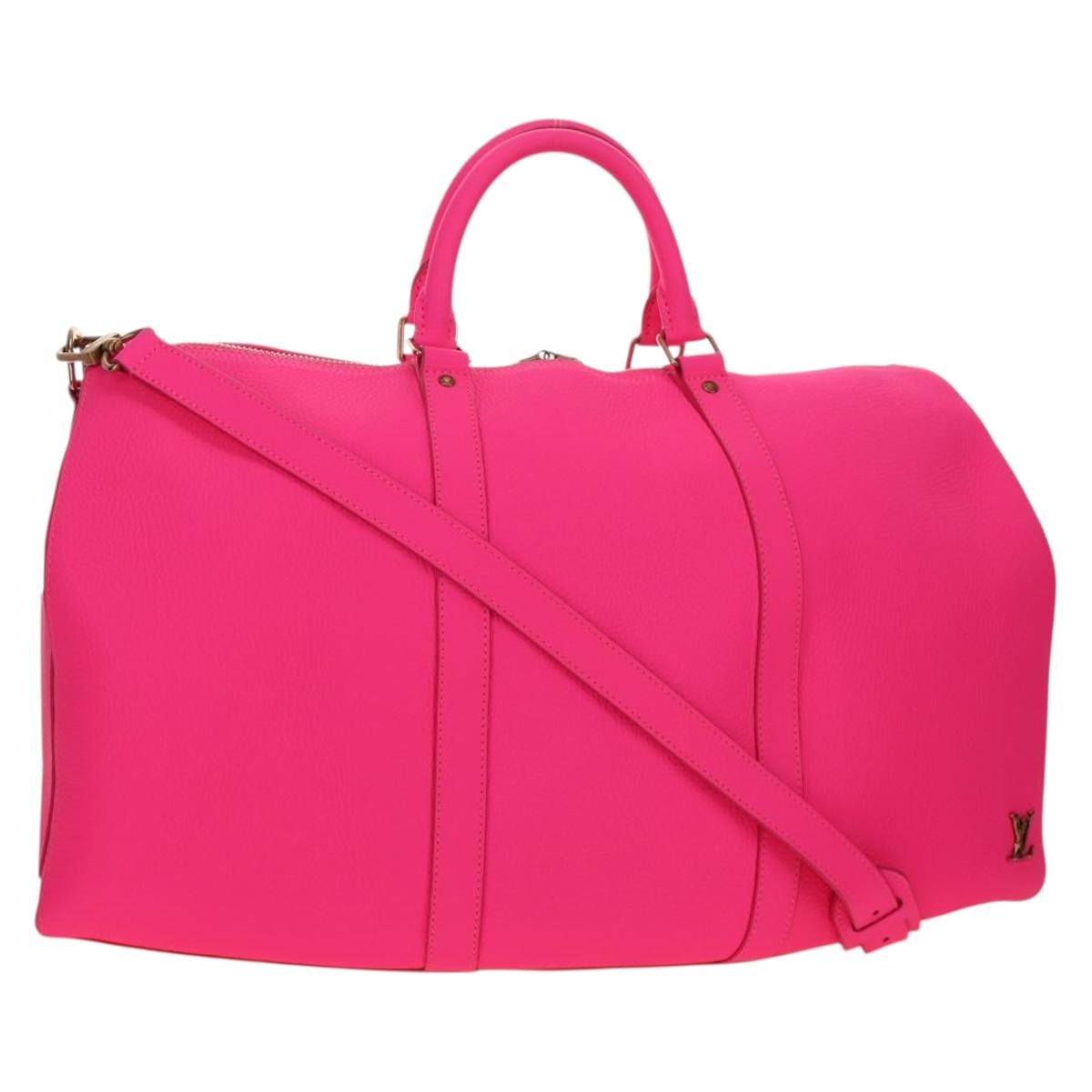 LOUIS VUITTON Keepall Bandouliere 50 Taurillon Fuchsia M56925 Auth BA14808SM