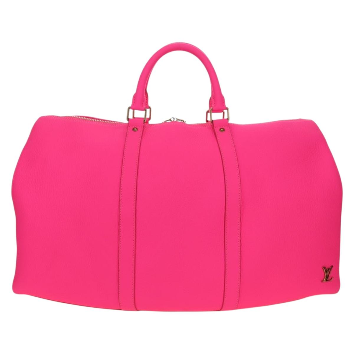 LOUIS VUITTON Keepall Bandouliere 50 Taurillon Fuchsia M56925 Auth BA14808SM