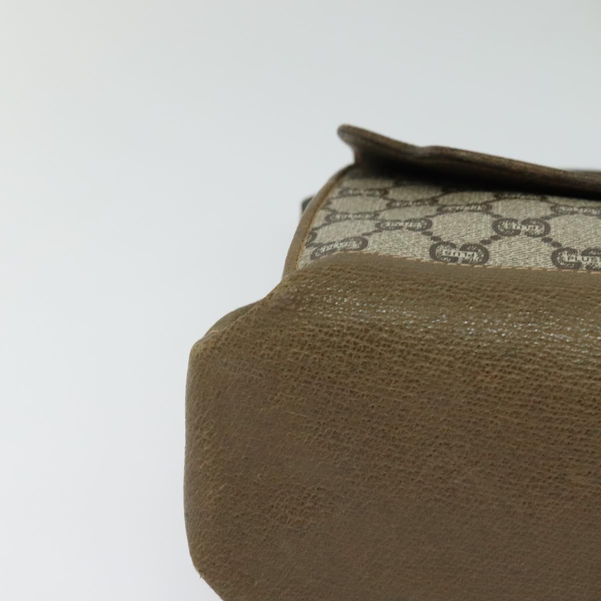 GUCCI GG Supreme Shoulder Bag PVC Beige Gold Auth BA1481
