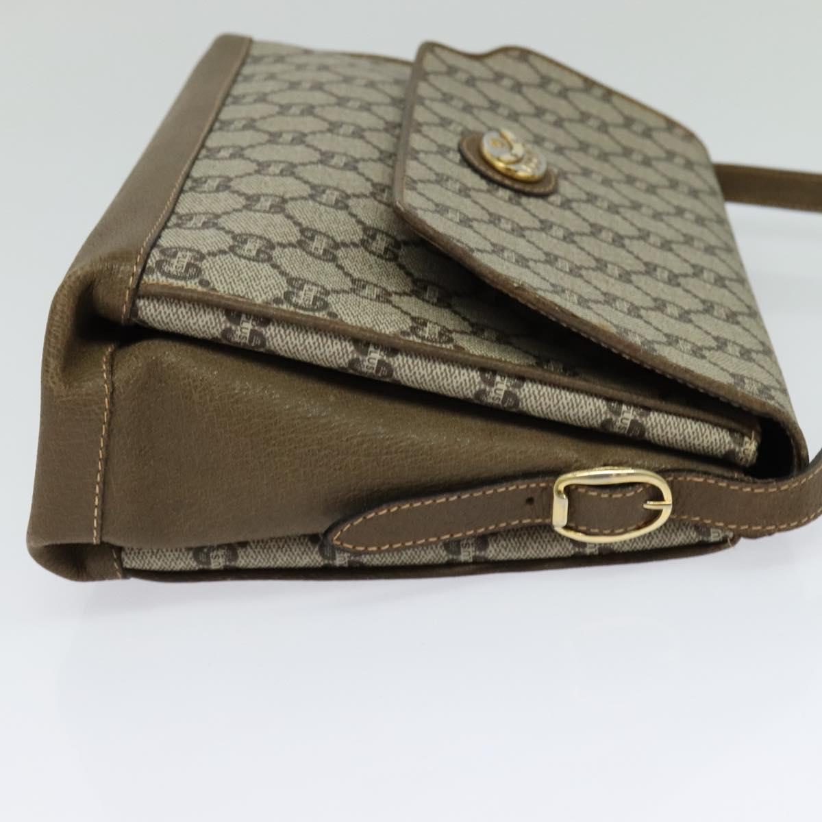 GUCCI GG Supreme Shoulder Bag PVC Beige Gold Auth BA1481