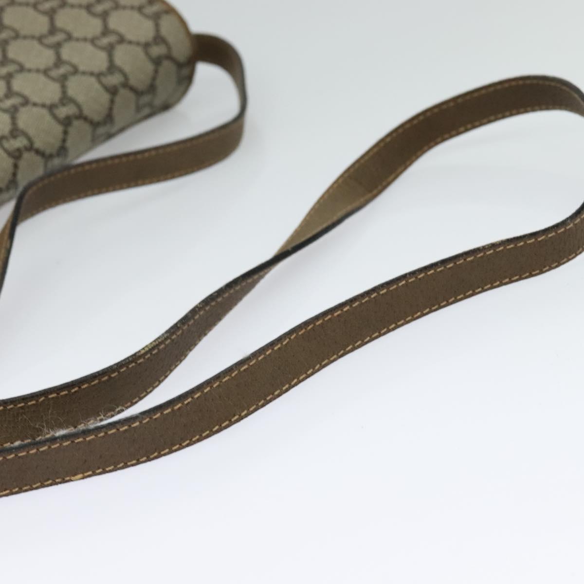GUCCI GG Supreme Shoulder Bag PVC Beige Gold Auth BA1481