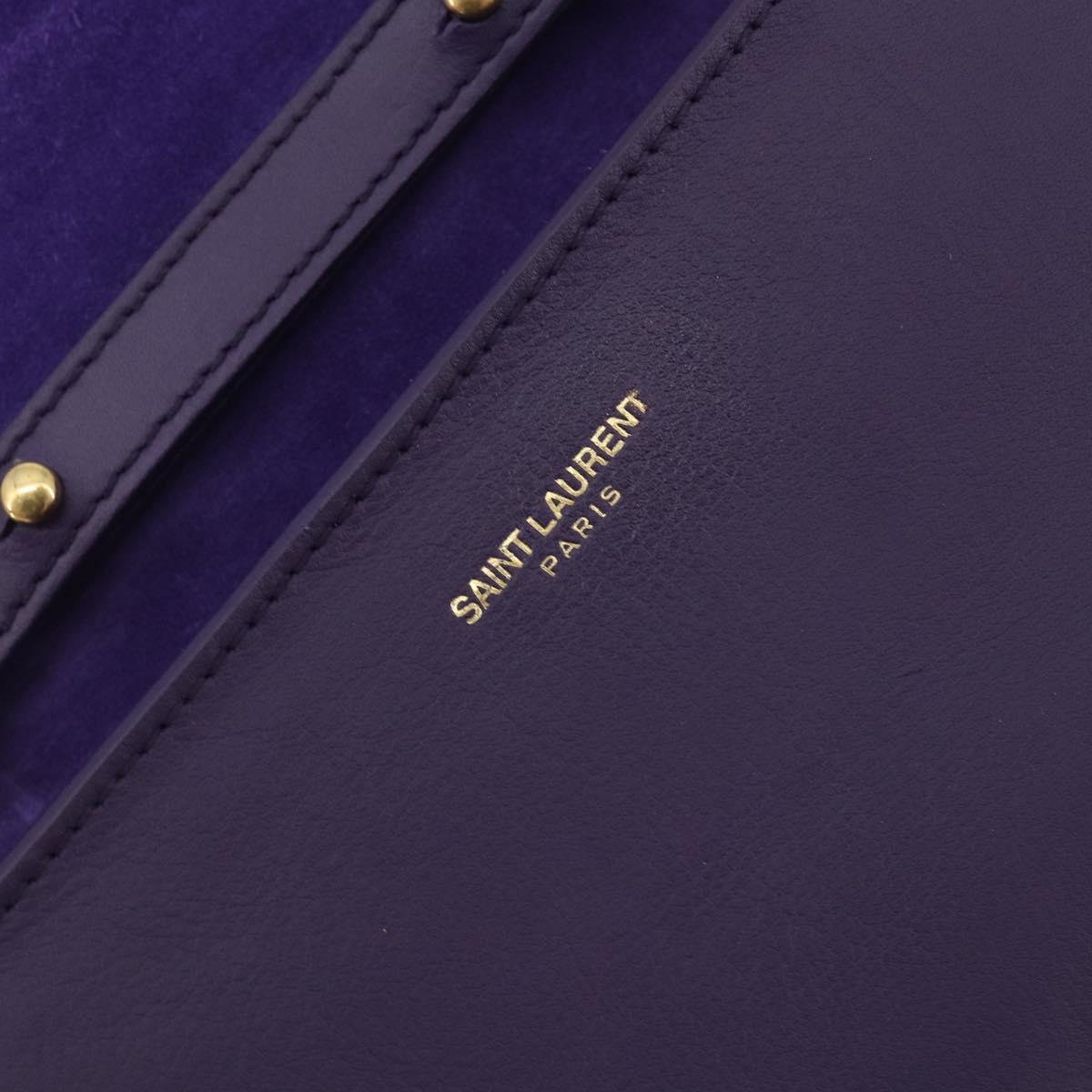 SAINT LAURENT Chain Shoulder Bag Leather Purple Gold Tone 311215 Auth BA14810V