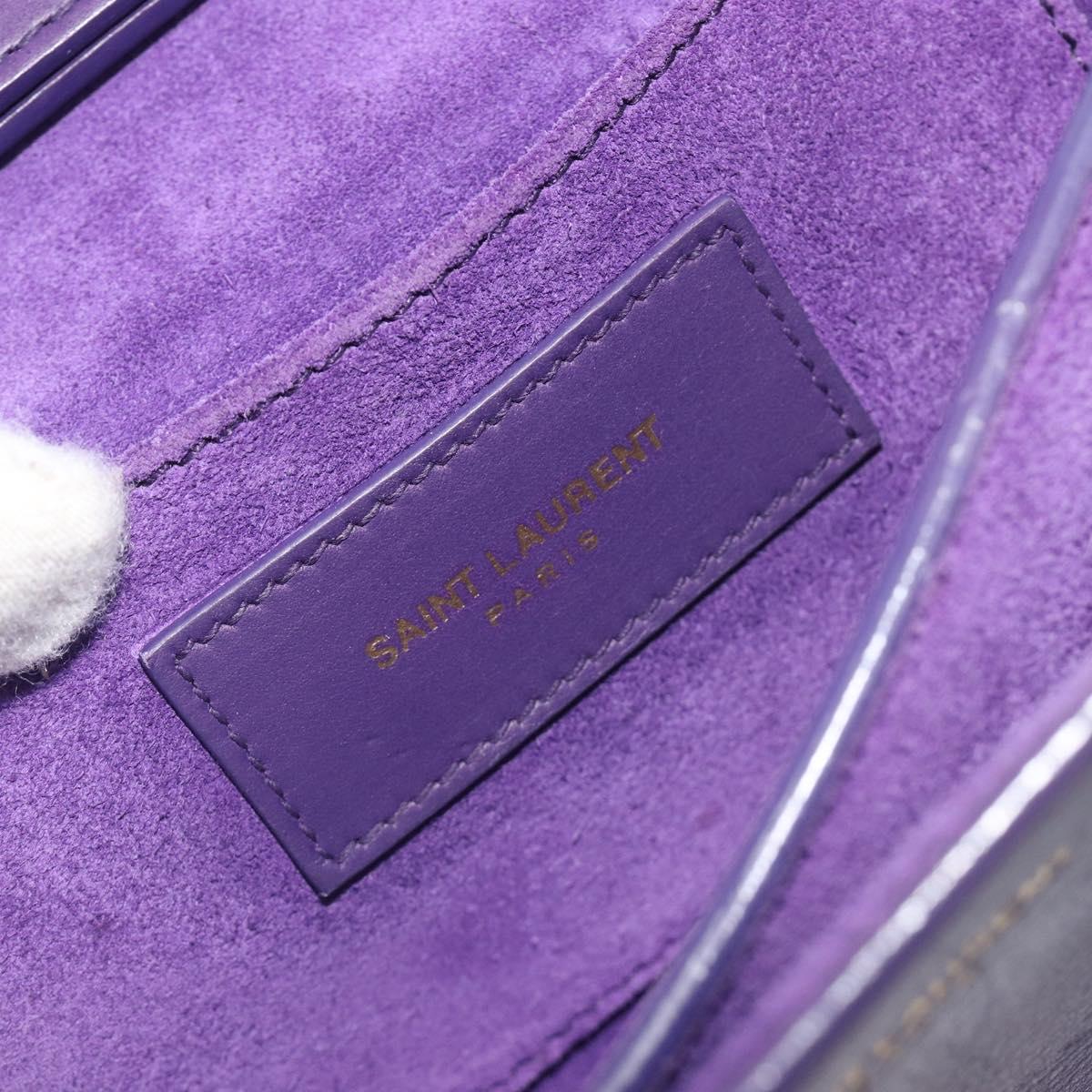 SAINT LAURENT Chain Shoulder Bag Leather Purple Gold Tone 311215 Auth BA14810V