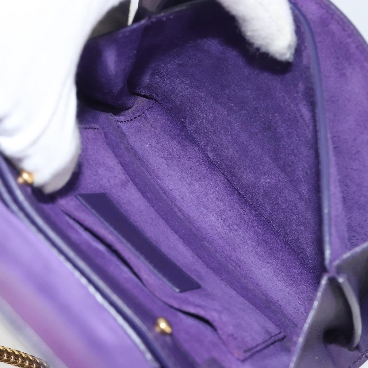 SAINT LAURENT Chain Shoulder Bag Leather Purple Gold Tone 311215 Auth BA14810V
