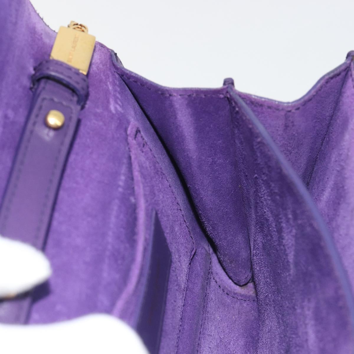 SAINT LAURENT Chain Shoulder Bag Leather Purple Gold Tone 311215 Auth BA14810V