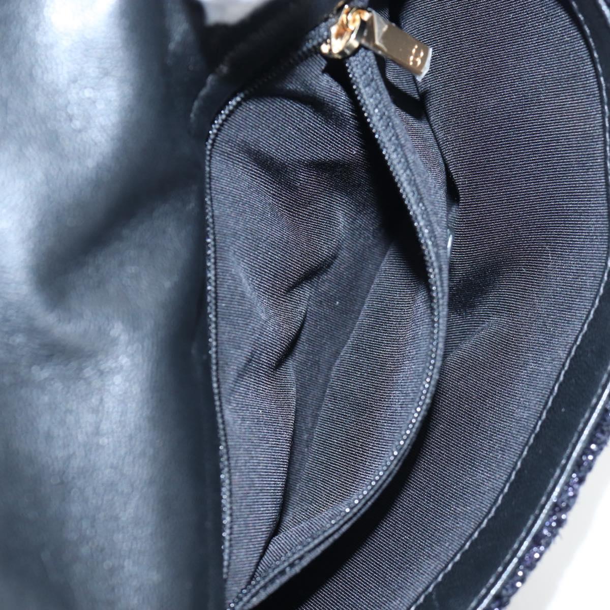 CHANEL Chain Shoulder Bag Tweed Black Gold Tone CC Auth BA14816SM