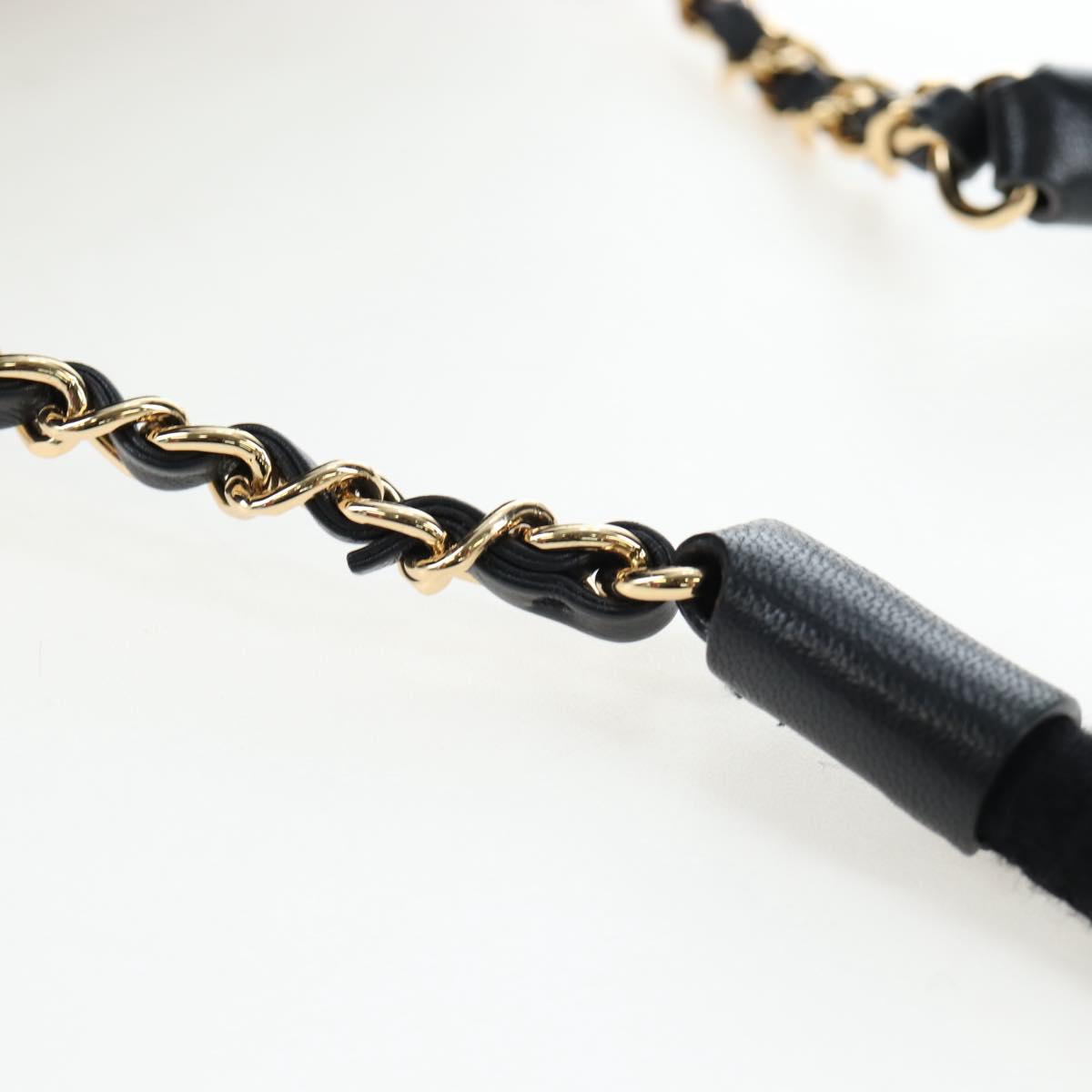 CHANEL Chain Shoulder Bag Tweed Black Gold Tone CC Auth BA14816SM