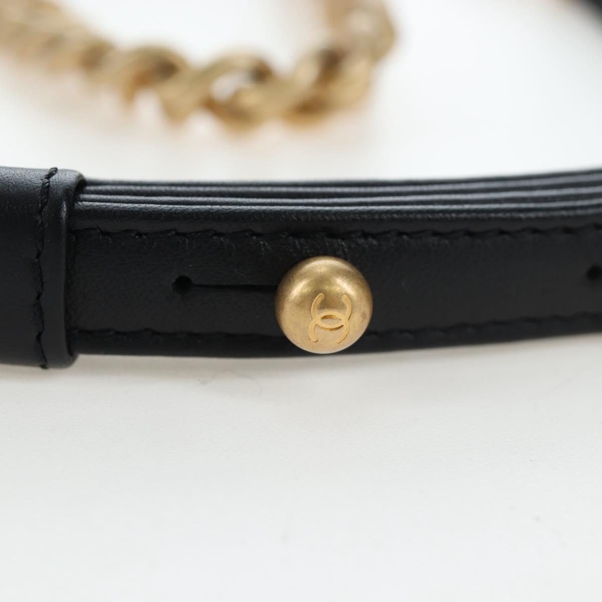 CHANEL Boy Chanel Chain Shoulder Bag Lamb Skin Black Gold CC Auth BA14817SAM