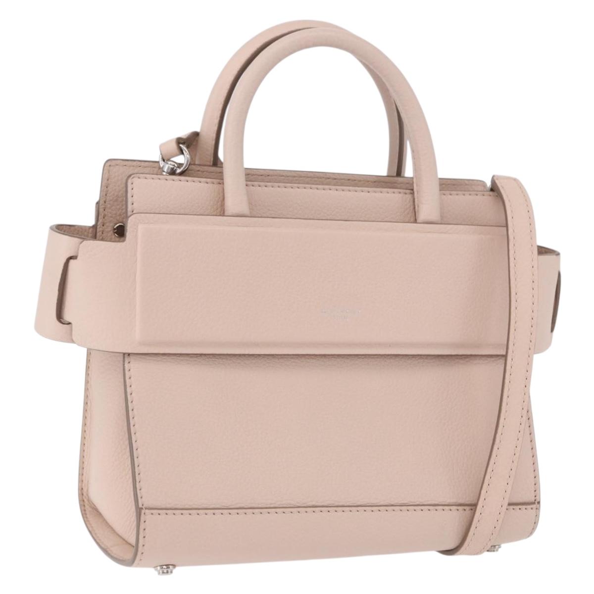 GIVENCHY Horizon Hand Bag Leather 2way Pink Silver Auth BA14820M