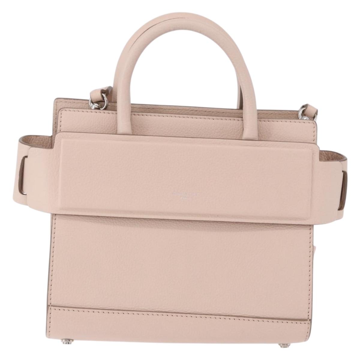 GIVENCHY Horizon Hand Bag Leather 2way Pink Silver Auth BA14820M