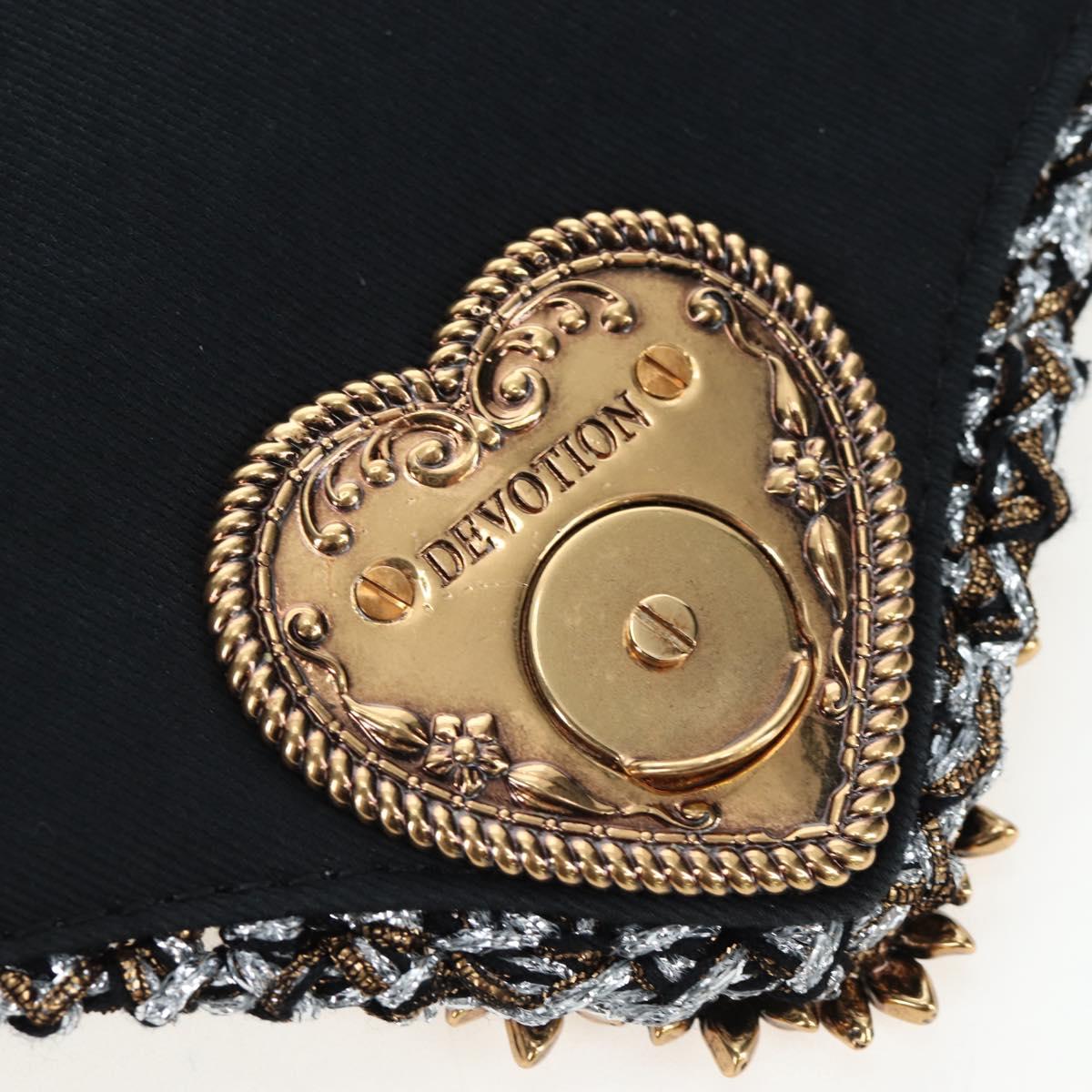 DOLCE&GABBANA Devotion Chain Shoulder Bag Tweed Black Gold Tone Auth BA14821SAM