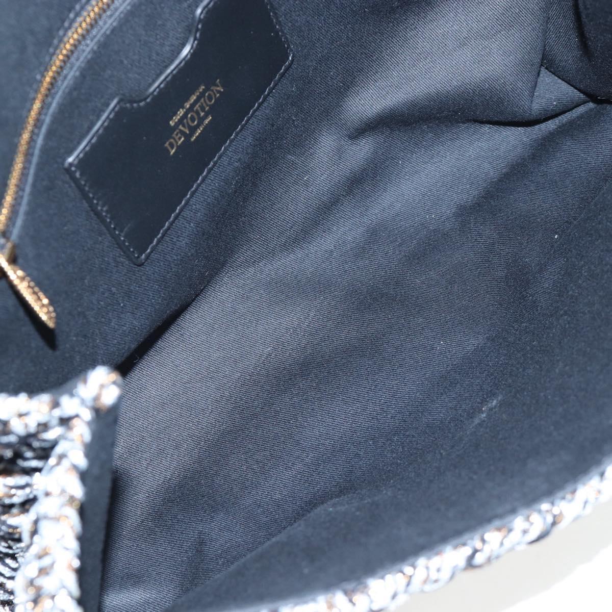 DOLCE&GABBANA Devotion Chain Shoulder Bag Tweed Black Gold Tone Auth BA14821SAM