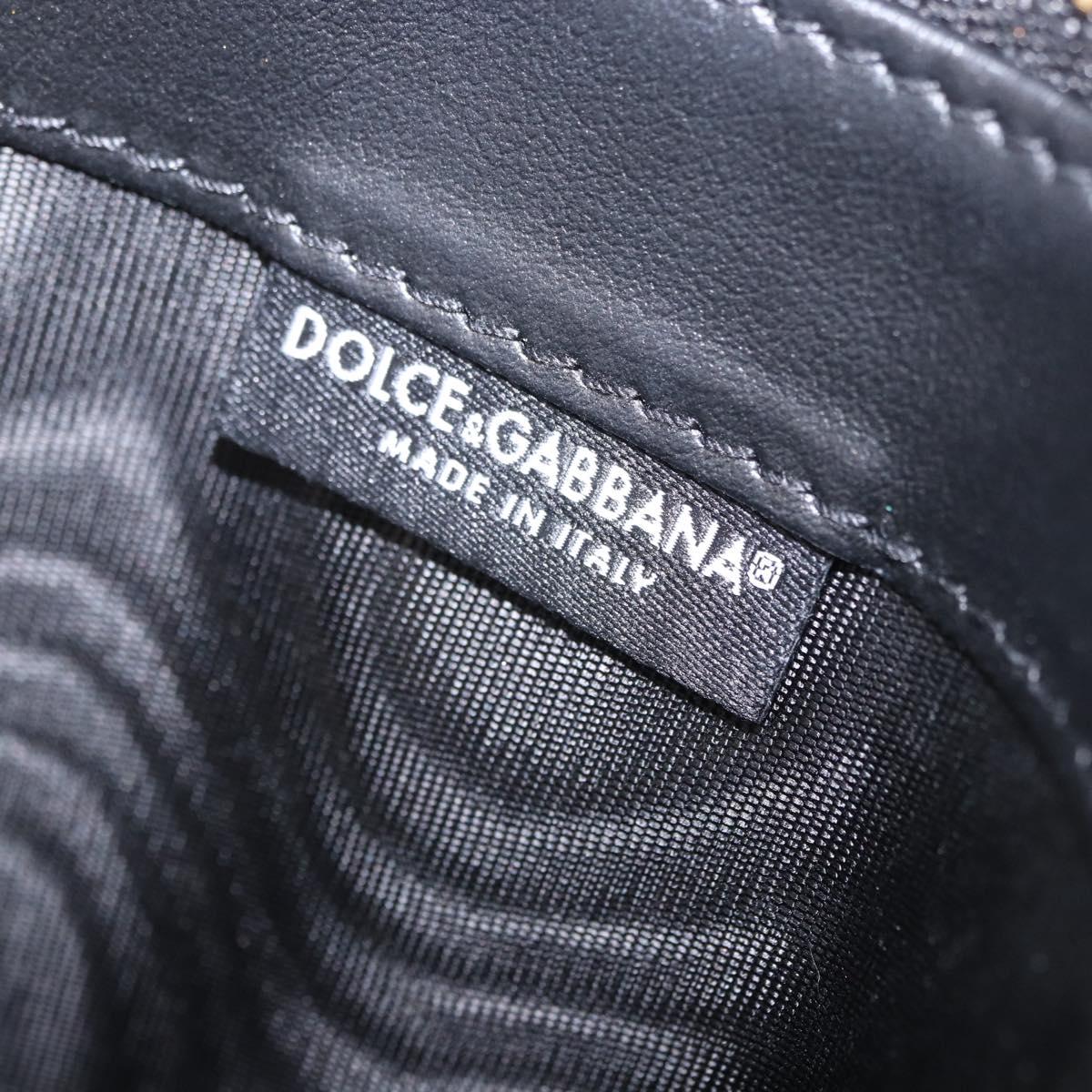 DOLCE&GABBANA Devotion Card Holder Medium Leather Black Gold Tone Auth BA14822V
