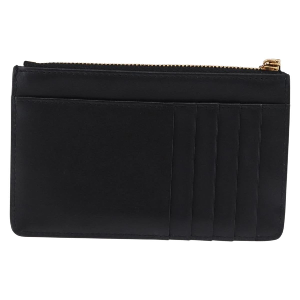 DOLCE&GABBANA Devotion Card Holder Medium Leather Black Gold Tone Auth BA14822V