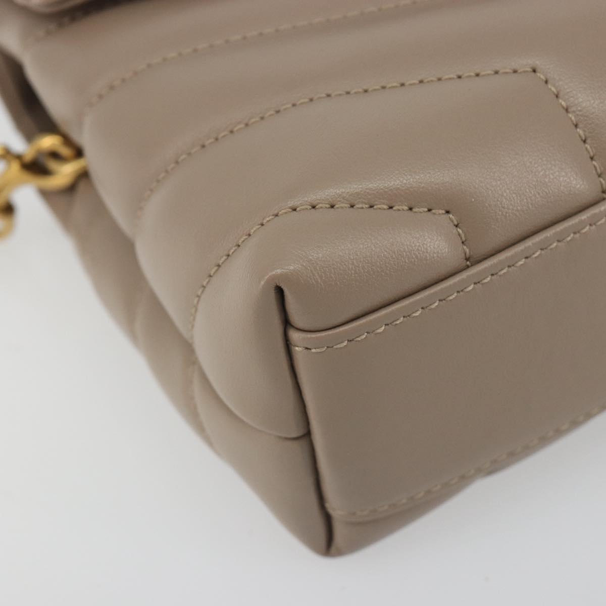 SAINT LAURENT Lulu Shoulder Bag Leather Beige Gold Tone 467072 Auth BA14823V