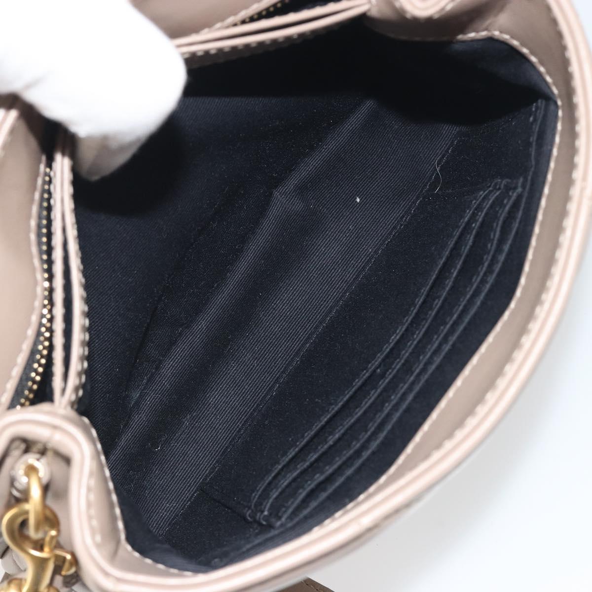SAINT LAURENT Lulu Shoulder Bag Leather Beige Gold Tone 467072 Auth BA14823V