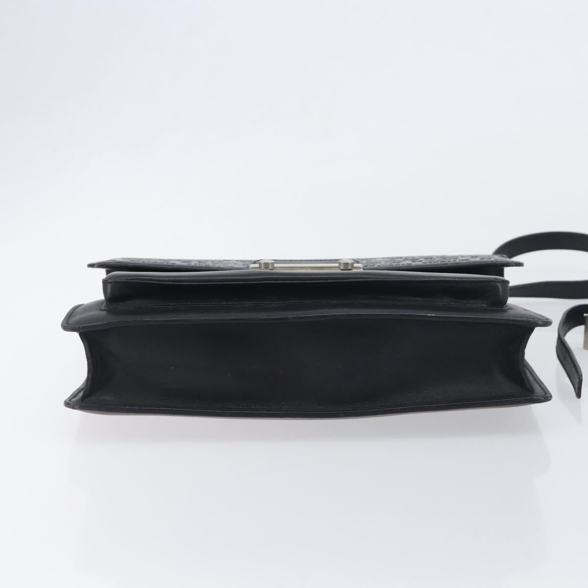 VERSACE Hand Bag Leather 2way Black Silver Auth BA14829
