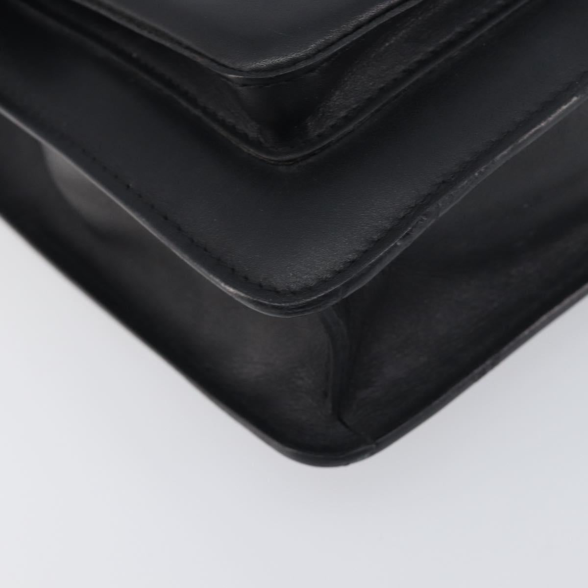 VERSACE Hand Bag Leather 2way Black Silver Auth BA14829