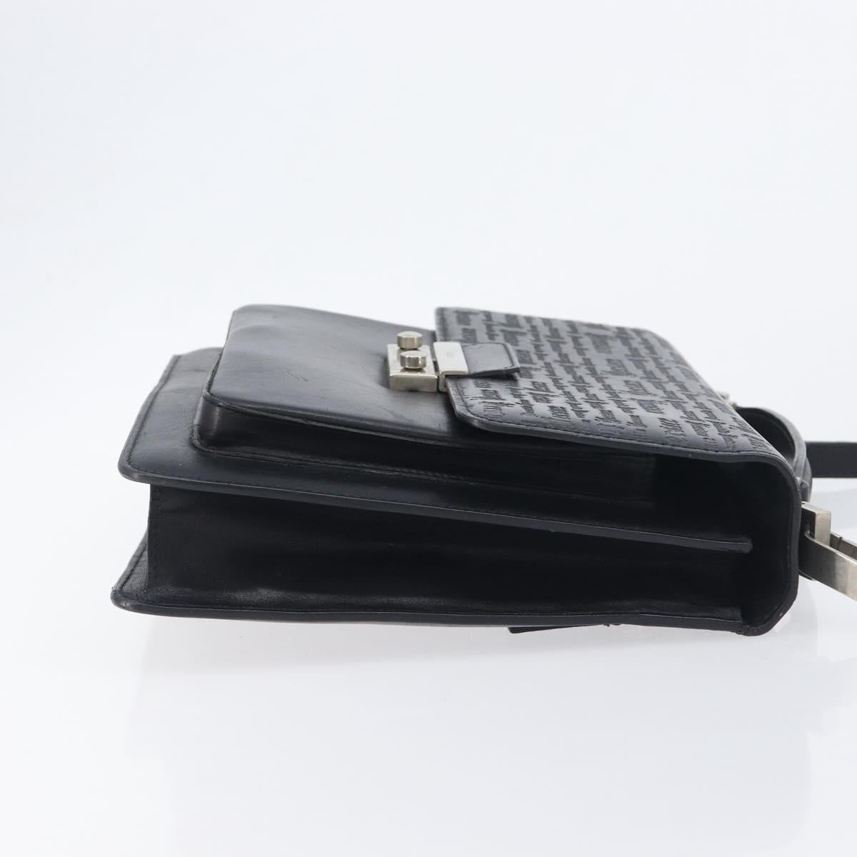VERSACE Hand Bag Leather 2way Black Silver Auth BA14829