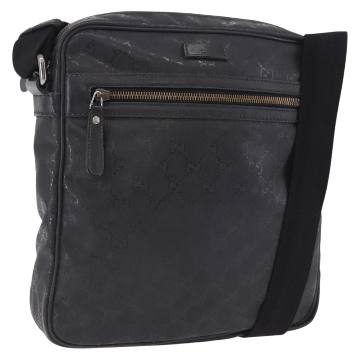 GUCCI GG Implementation Shoulder Bag PVC Black Silver 201448 Auth BA14830