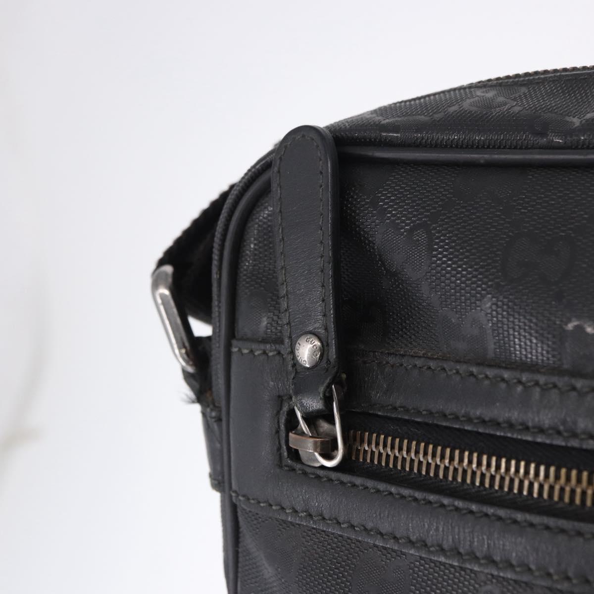 GUCCI GG Implementation Shoulder Bag PVC Black Silver 201448 Auth BA14830
