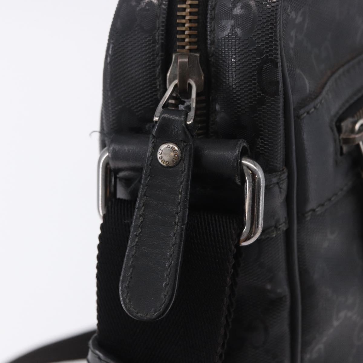 GUCCI GG Implementation Shoulder Bag PVC Black Silver 201448 Auth BA14830