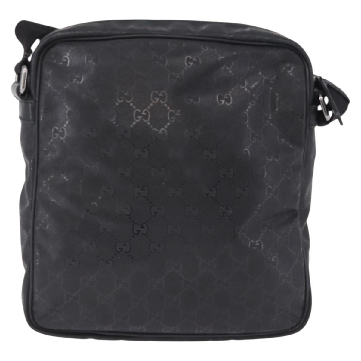 GUCCI GG Implementation Shoulder Bag PVC Black Silver 201448 Auth BA14830
