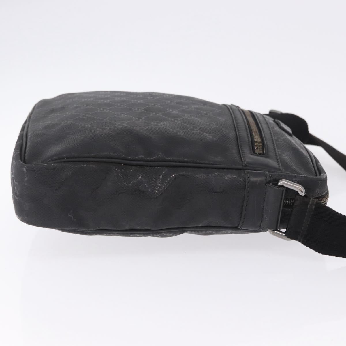 GUCCI GG Implementation Shoulder Bag PVC Black Silver 201448 Auth BA14830