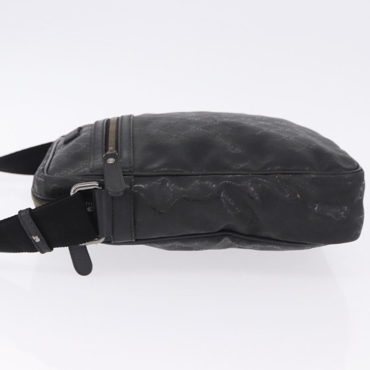GUCCI GG Implementation Shoulder Bag PVC Black Silver 201448 Auth BA14830