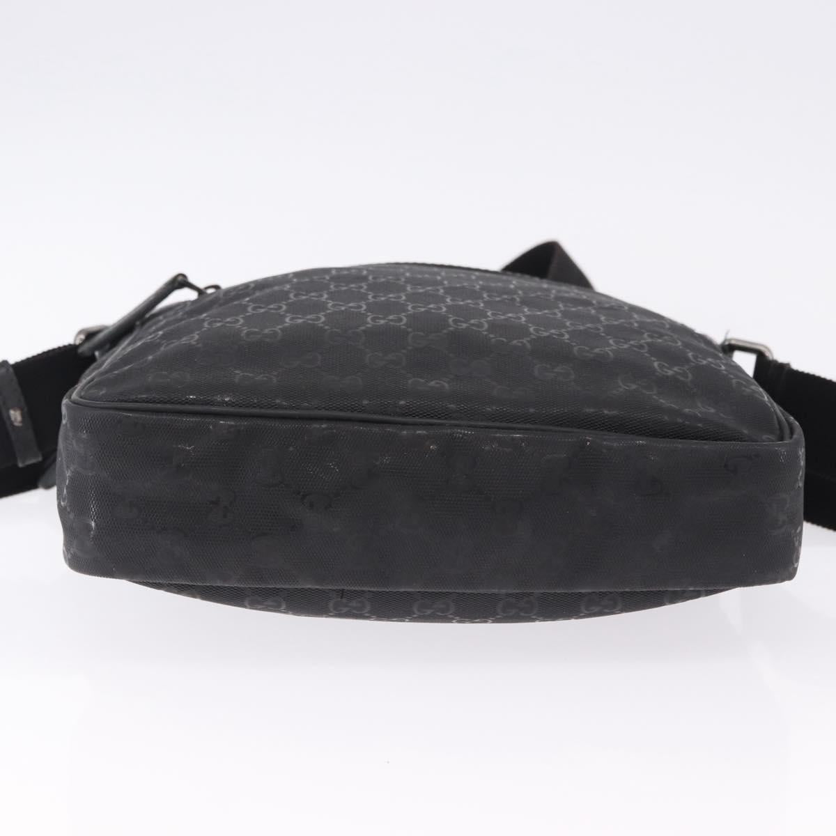 GUCCI GG Implementation Shoulder Bag PVC Black Silver 201448 Auth BA14830