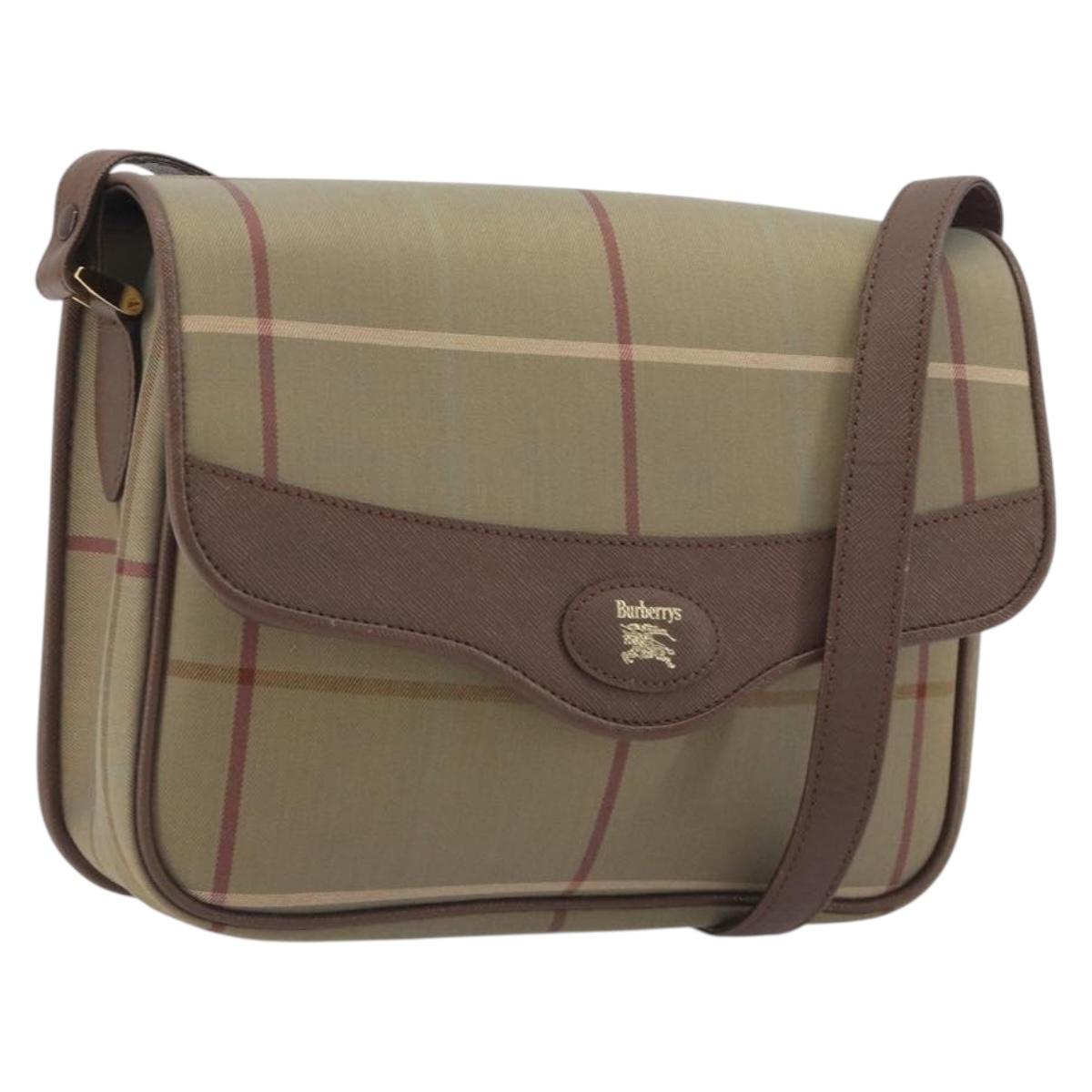 Burberrys Nova Check Shoulder Bag Canvas Beige Gold Tone Auth BA14831