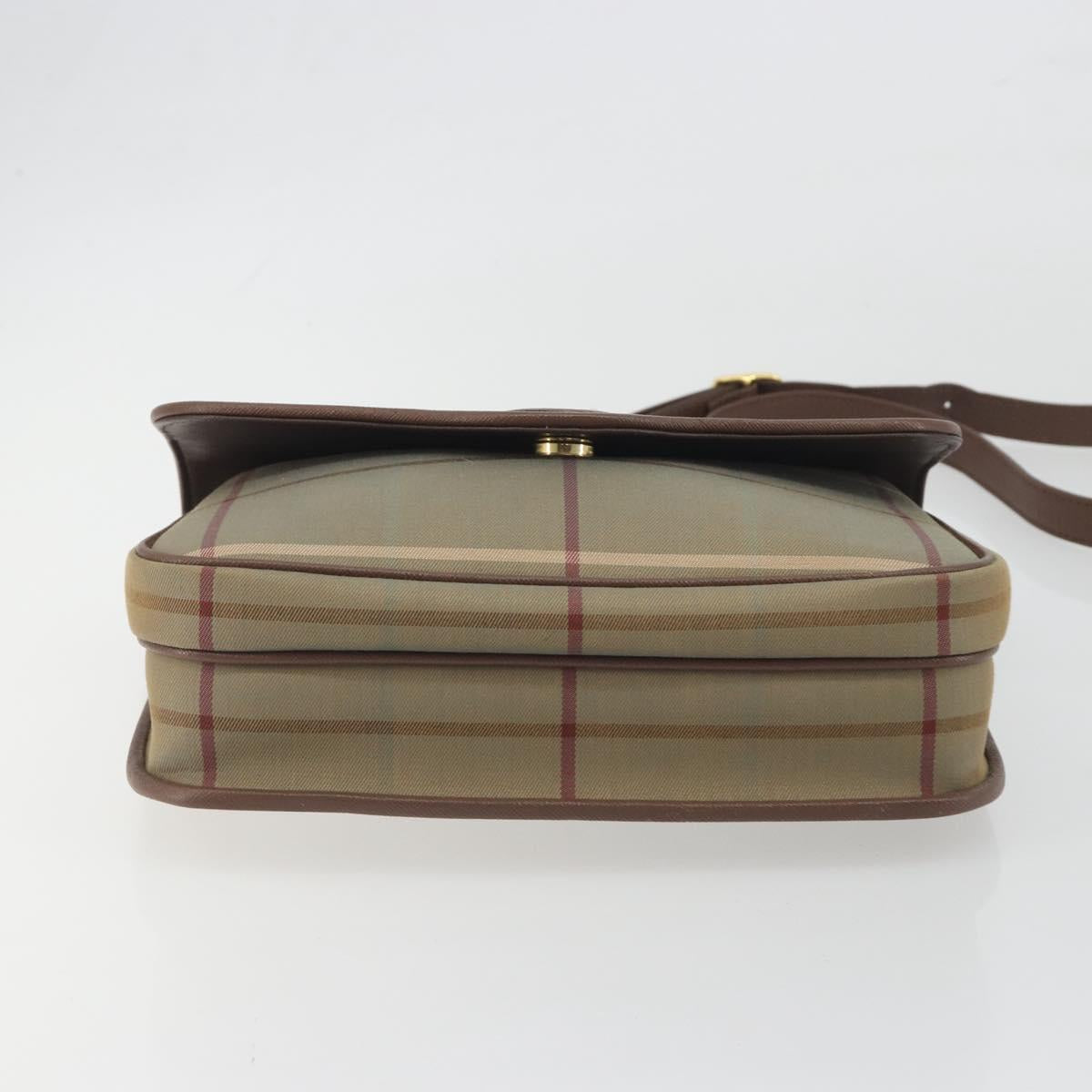 Burberrys Nova Check Shoulder Bag Canvas Beige Gold Tone Auth BA14831