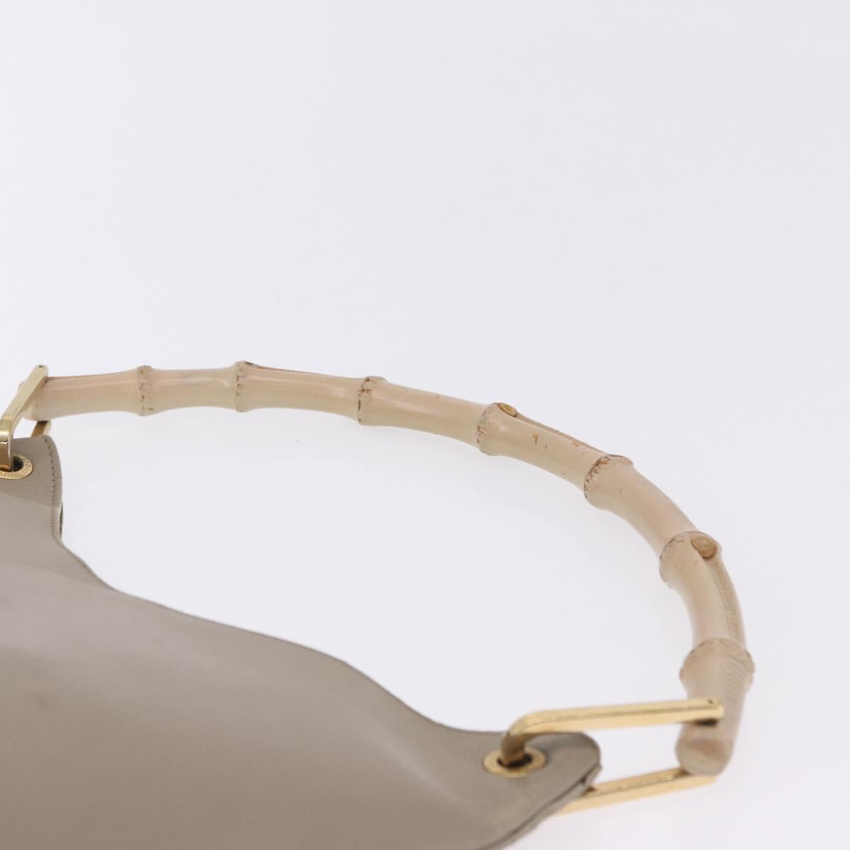 GUCCI Bamboo Shoulder Bag Leather Beige Gold Tone 001 2058 1883 Auth BA14832