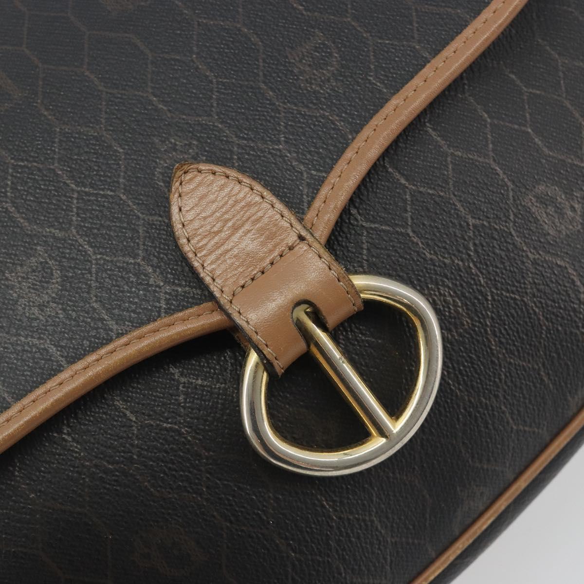 Christian Dior Honeycomb Shoulder Bag PVC Leather Black Gold Tone Auth BA14833