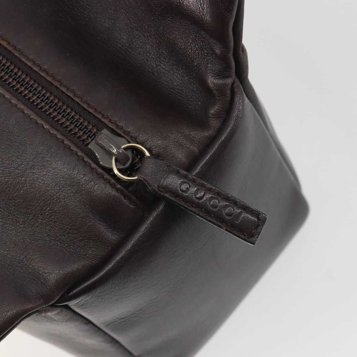 GUCCI Bamboo Hand Bag Leather Brown Gold Tone 000 3444 0575 Auth BA14834
