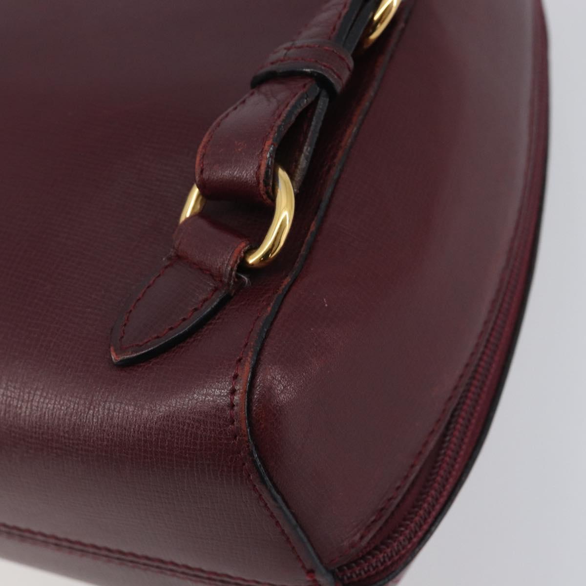 CARTIER Must Line Backpack Leather Bordeaux Gold Tone Auth BA14835