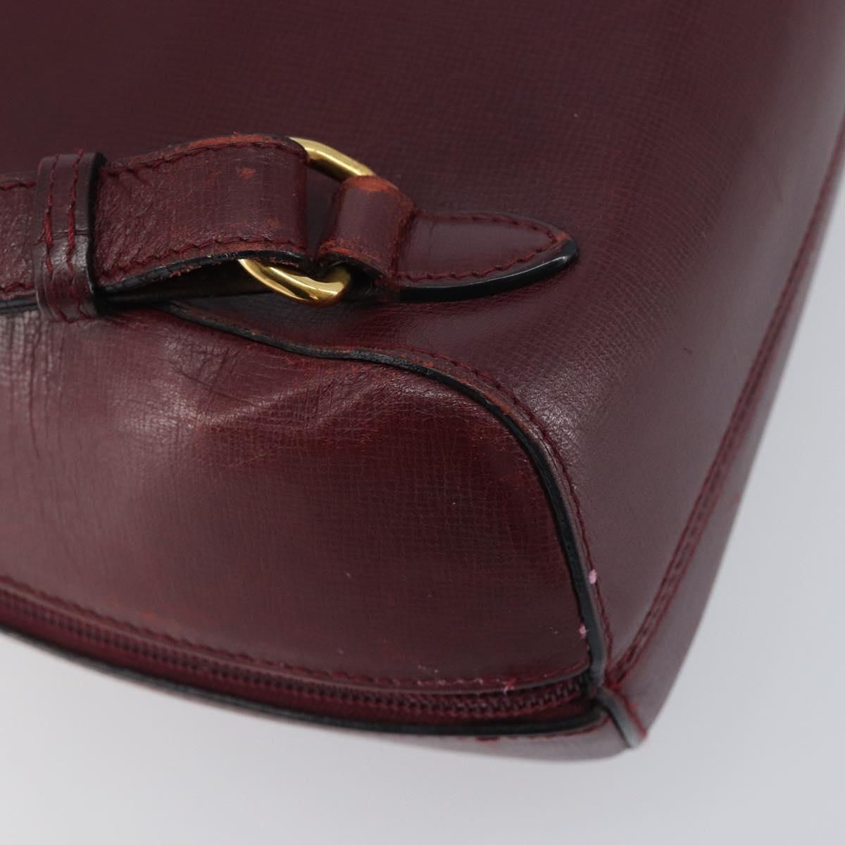 CARTIER Must Line Backpack Leather Bordeaux Gold Tone Auth BA14835