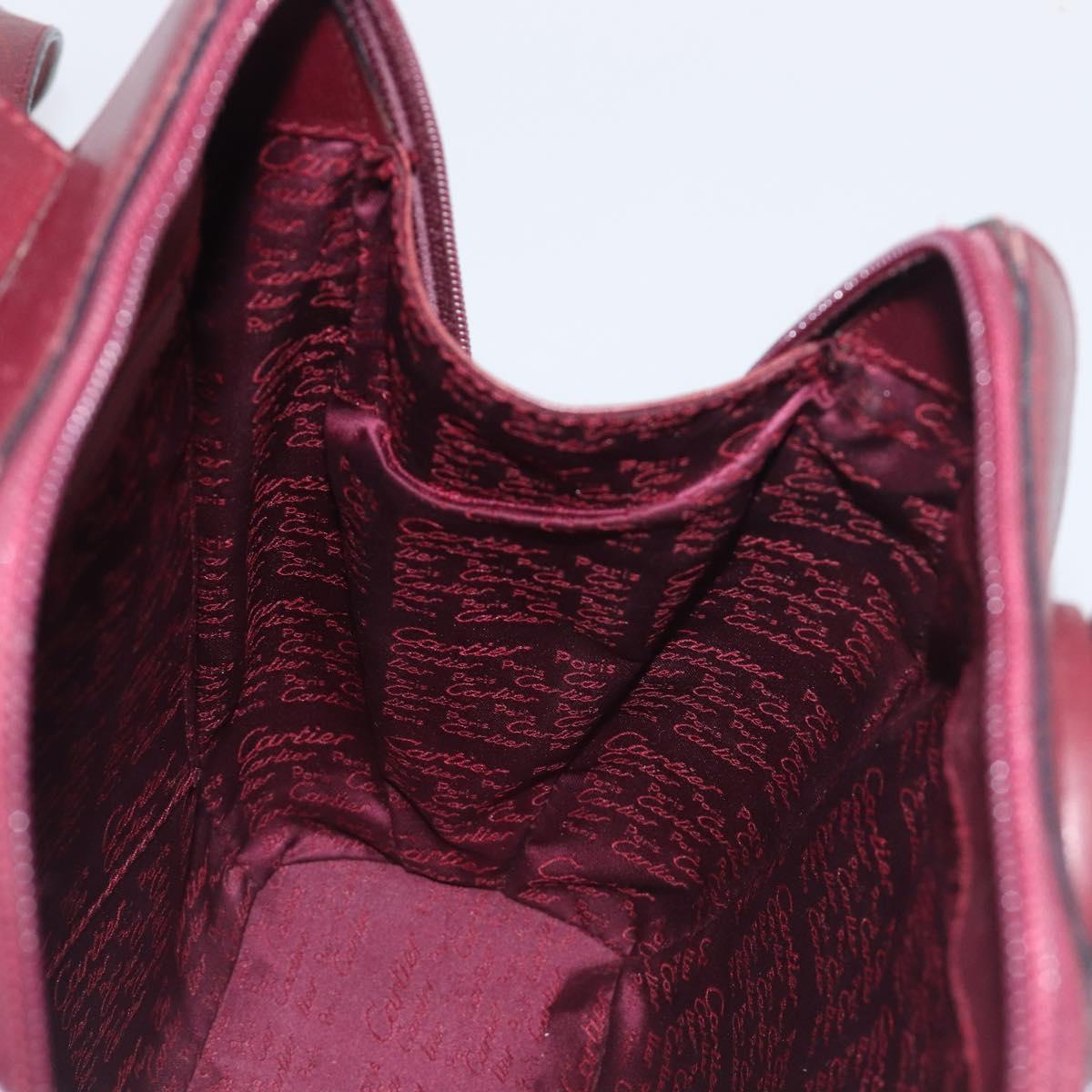 CARTIER Must Line Backpack Leather Bordeaux Gold Tone Auth BA14835