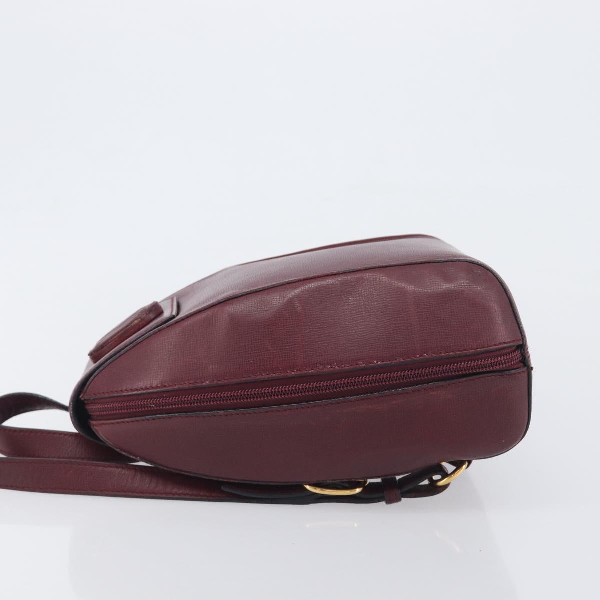 CARTIER Must Line Backpack Leather Bordeaux Gold Tone Auth BA14835