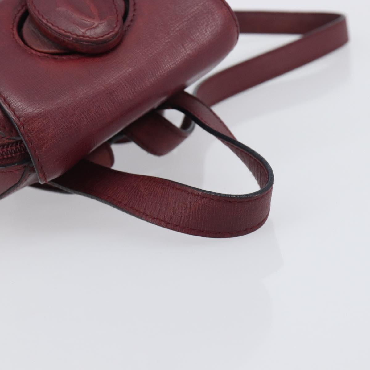 CARTIER Must Line Backpack Leather Bordeaux Gold Tone Auth BA14835