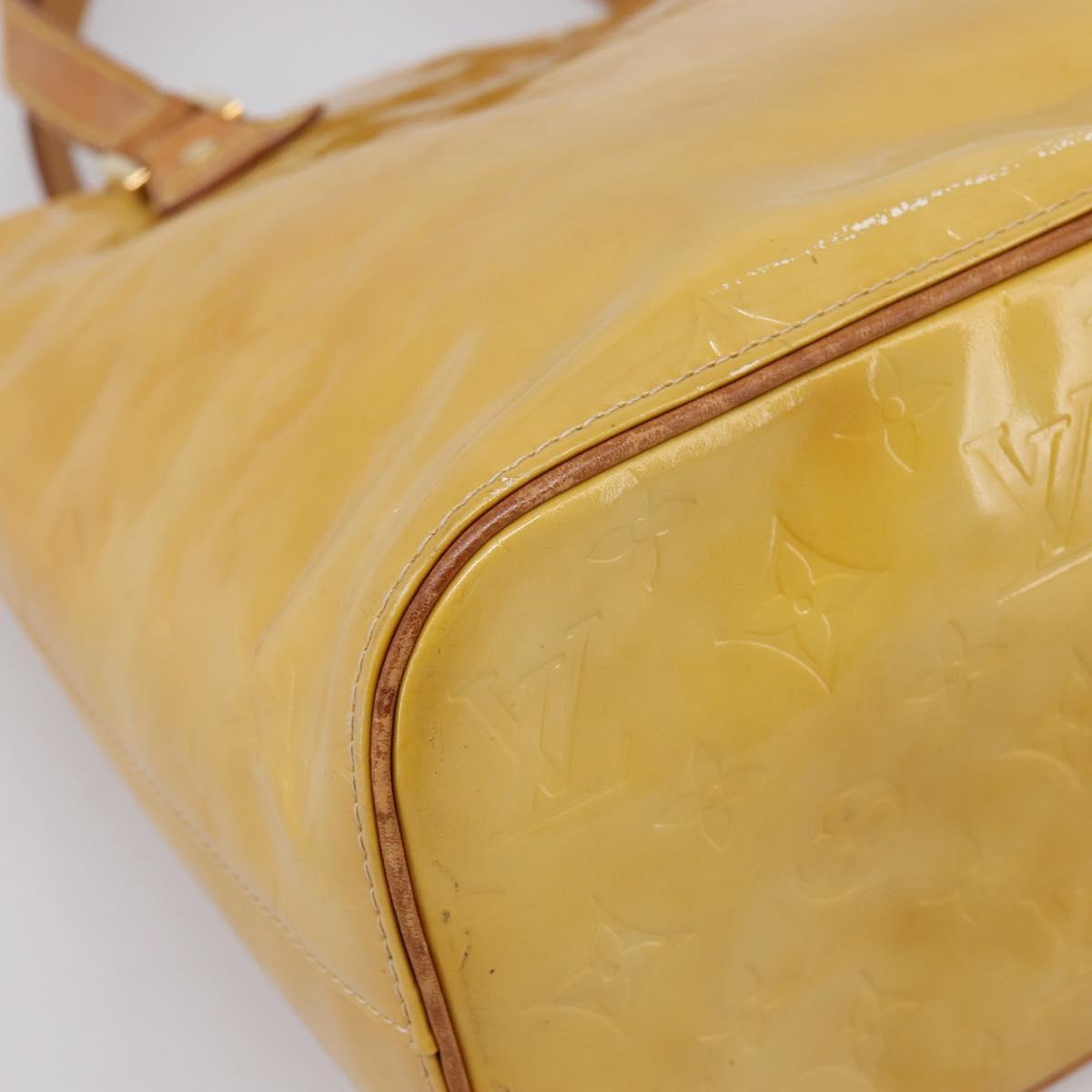 LOUIS VUITTON Monogram Vernis Houston Hand Bag Beige M91004 LV Auth BA14836
