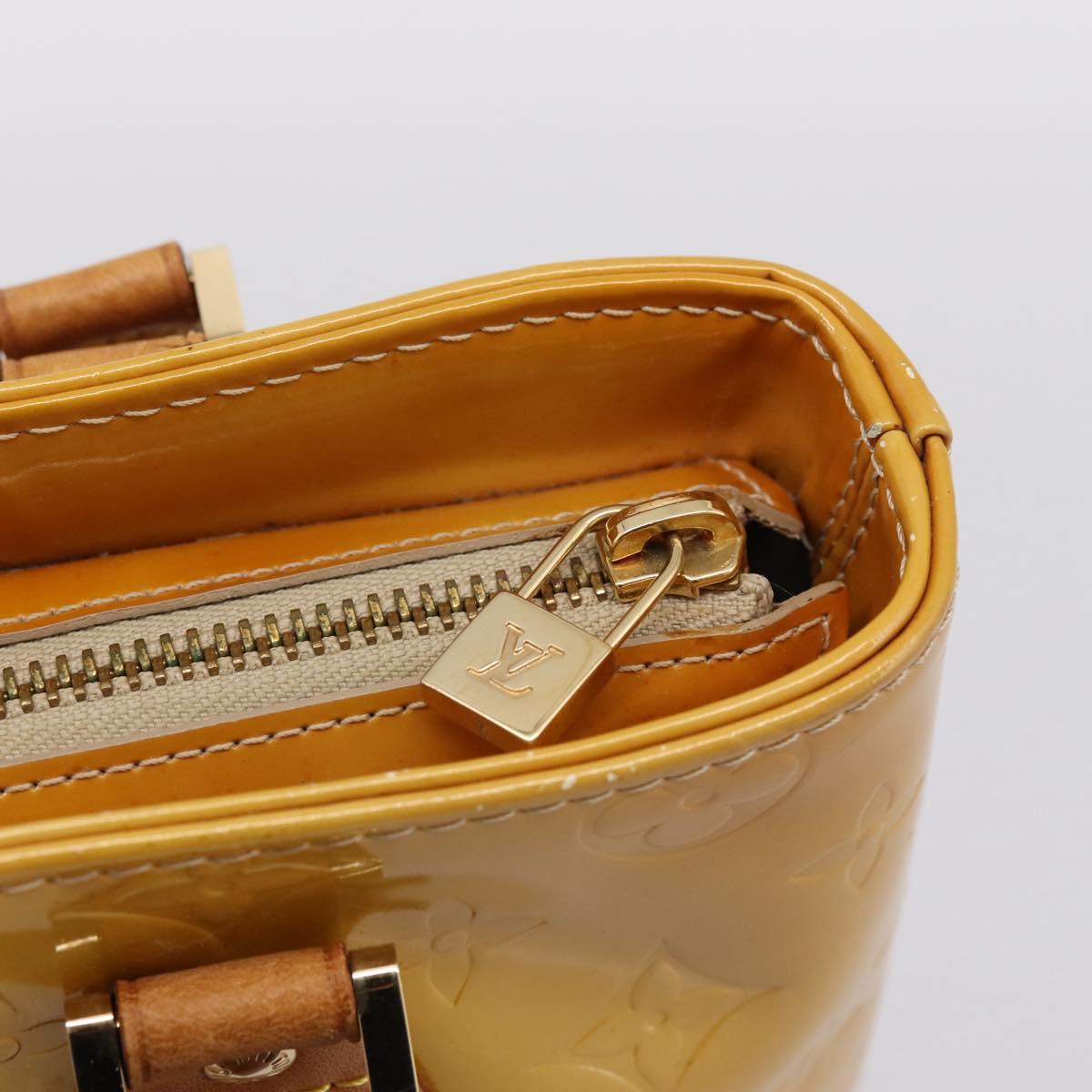 LOUIS VUITTON Monogram Vernis Houston Hand Bag Beige M91004 LV Auth BA14836