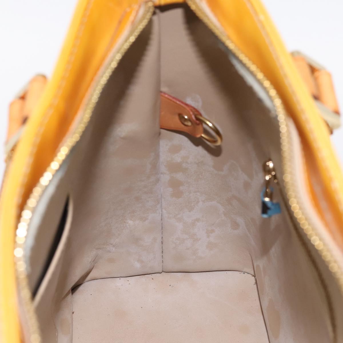 LOUIS VUITTON Monogram Vernis Houston Hand Bag Beige M91004 LV Auth BA14836