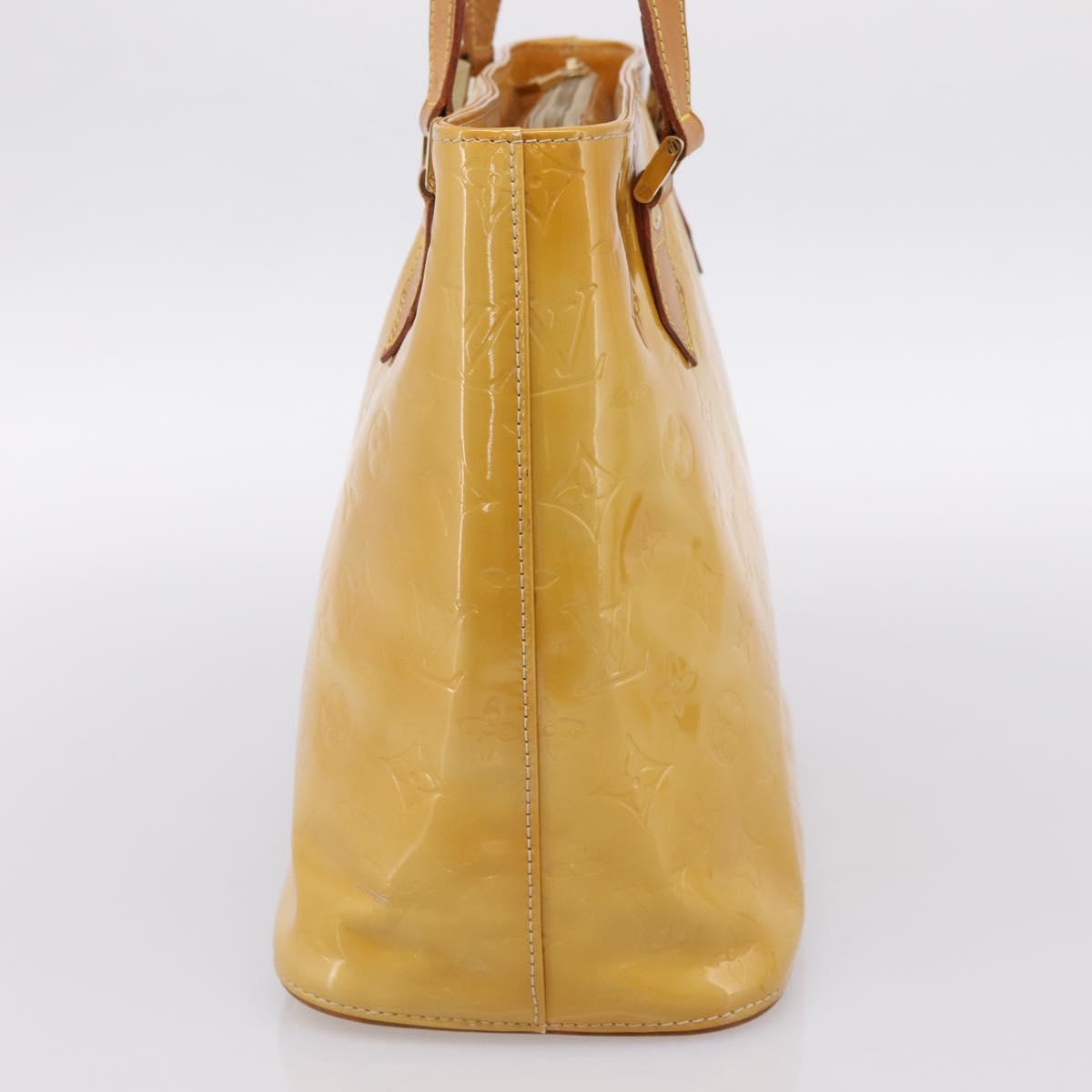 LOUIS VUITTON Monogram Vernis Houston Hand Bag Beige M91004 LV Auth BA14836
